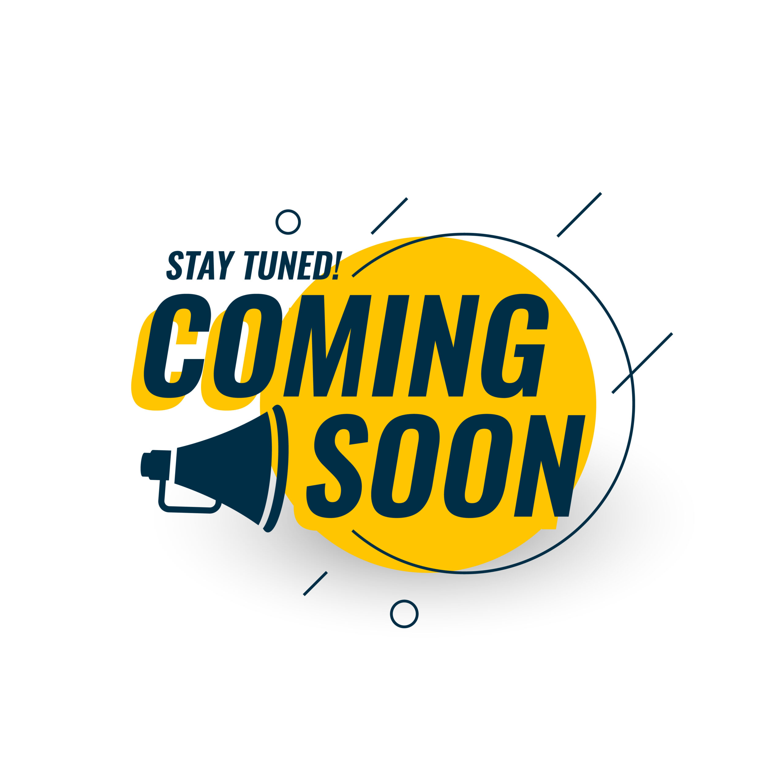 eye catching coming soon web page background with megaphone design vector
